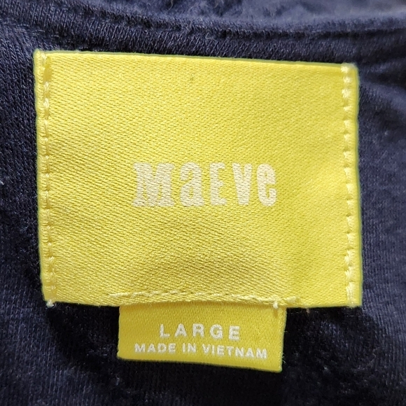 Anthropologie Maeve Sasha Navy Fit and Flare Textured Long Sleeve Dress Sz Large - Picture 3 of 12